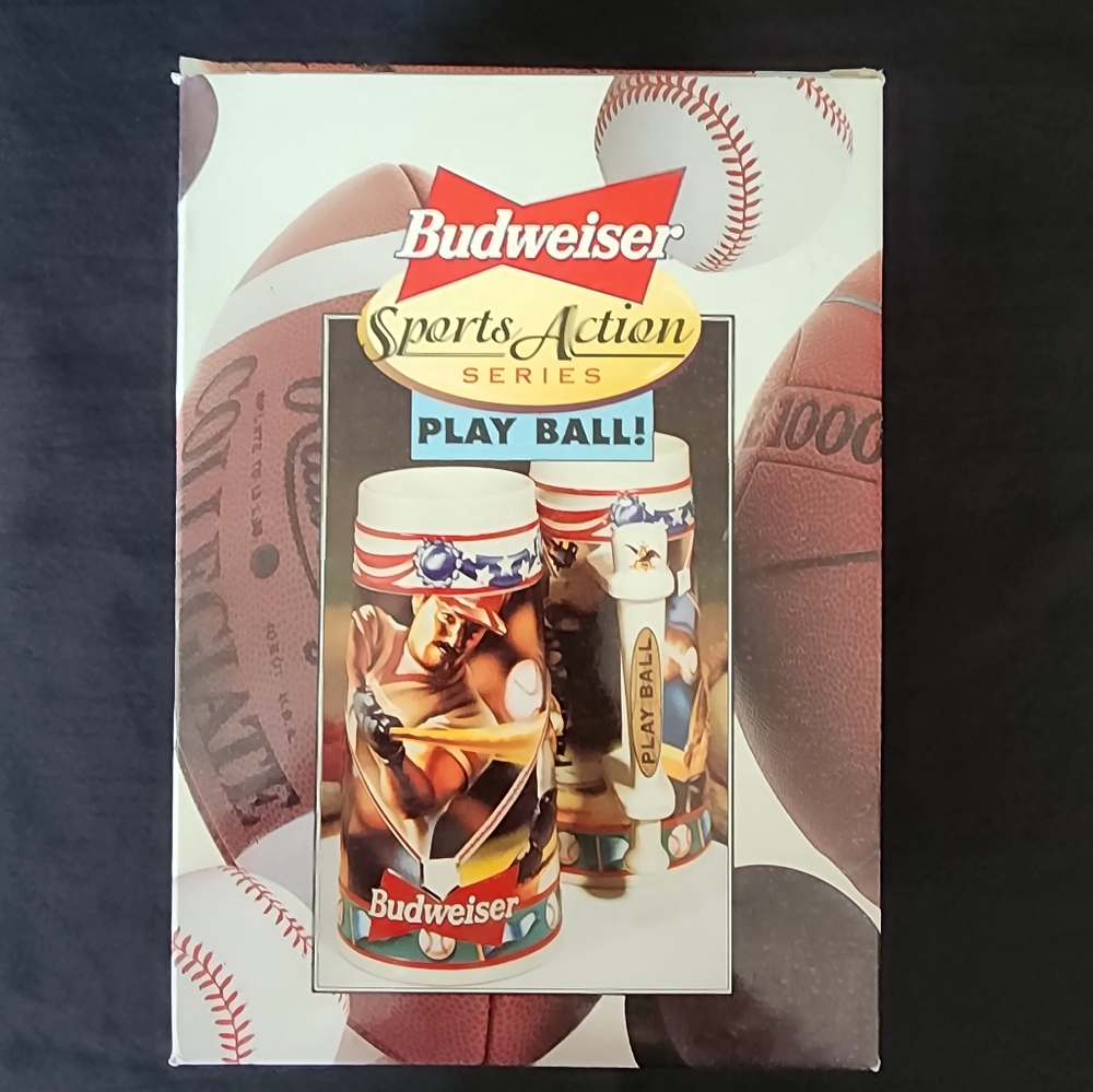 Vintage 1996 Budweiser Sports Action Series "Play Ball!" Beer Stein CS29…